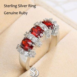 925 Sterling Silver Ruby & Sapphire Ring